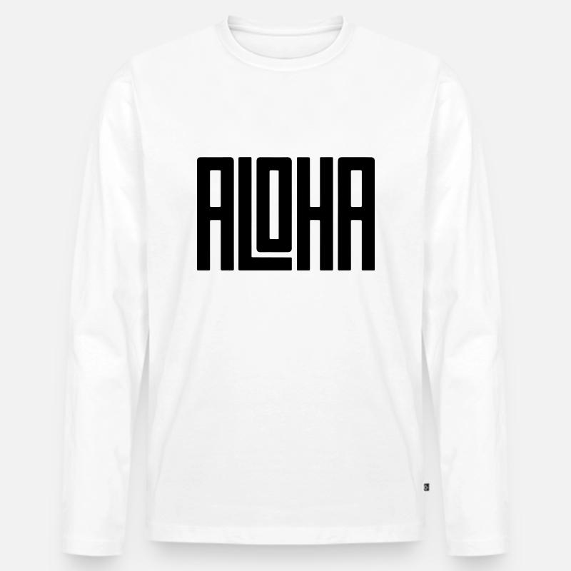 Aloha Typografie Kunst - Männer Premium Bio Langarmshirt - Weiß