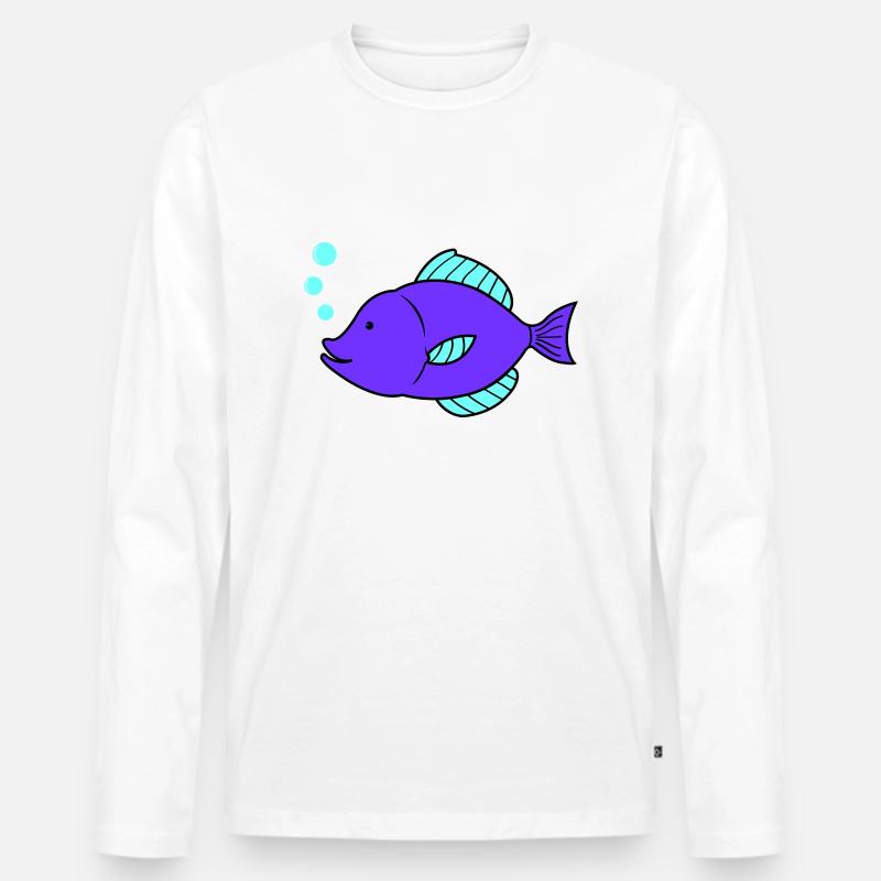 fisch comic - Männer Premium Bio Langarmshirt - Weiß
