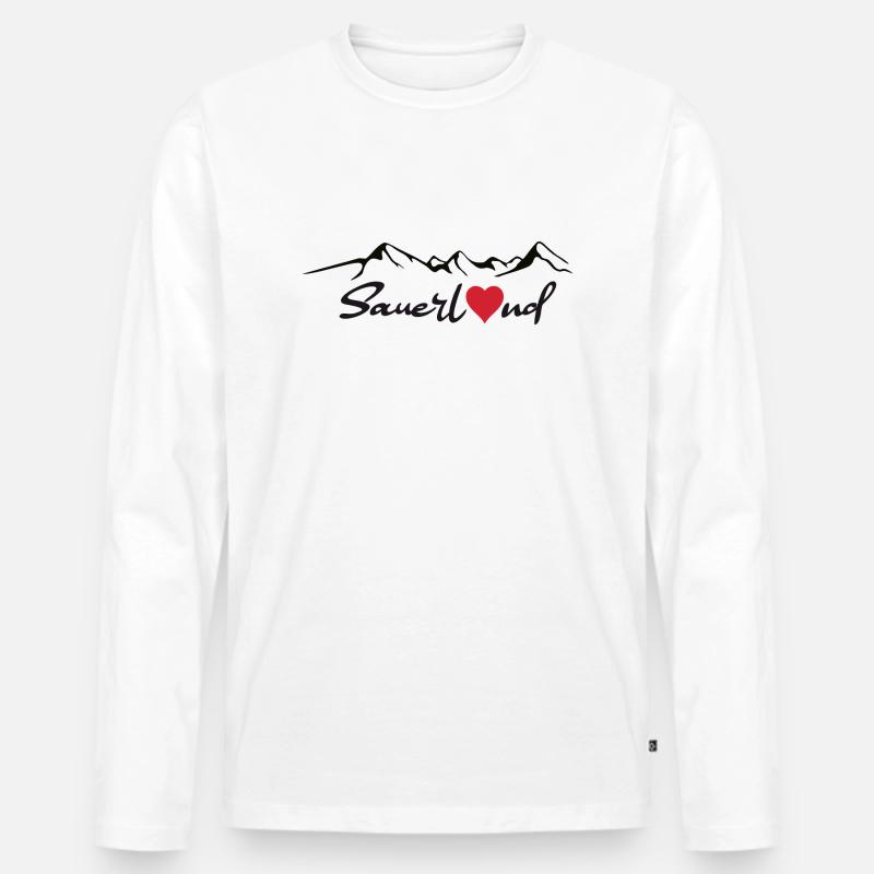 Sauerland Sticker - Männer Premium Bio Langarmshirt - Weiß