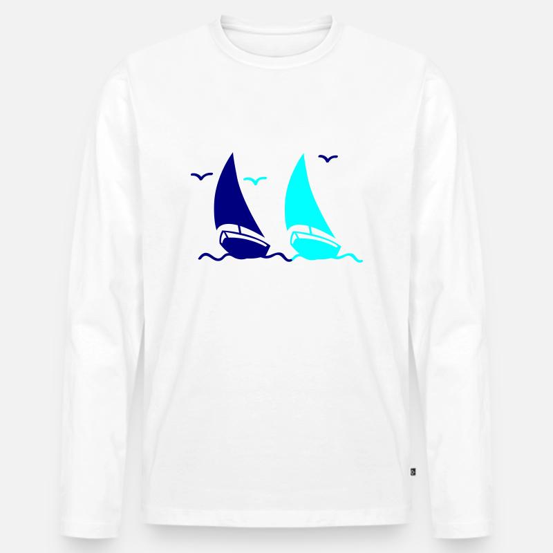 segelboote 02 - Männer Premium Bio Langarmshirt - Weiß