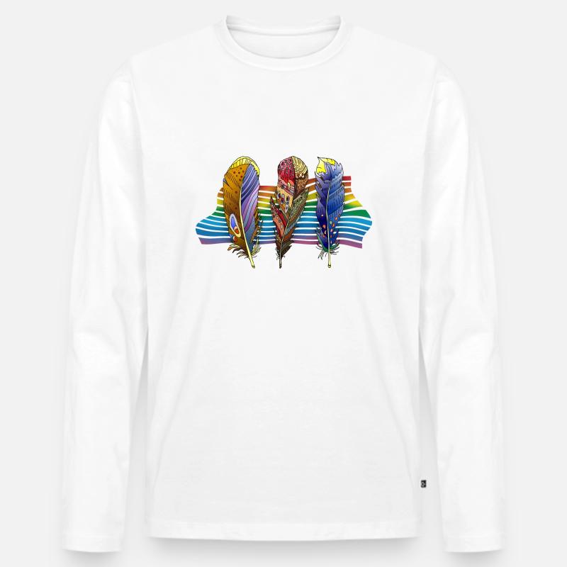 Feder - Männer Premium Bio Langarmshirt - Weiß
