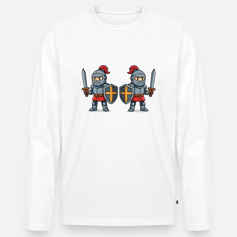 ritter comic 2 - Männer Premium Bio Langarmshirt - Weiß