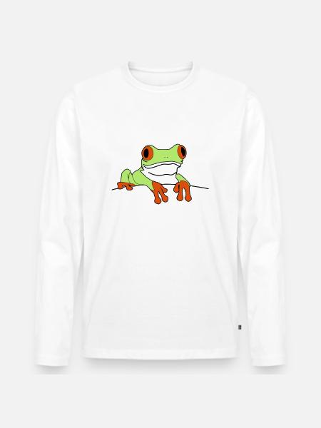 frosch - Männer Premium Bio Langarmshirt - Weiß
