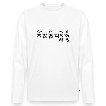 om mani pad me hum - Männer Premium Bio Langarmshirt - Weiß - Vorne - Nico (187cm)