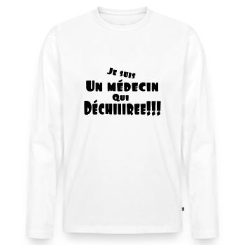 un médecin qui déchire - T-shirt manches longues Premium bio Homme - blanc - Devant - Nico (187cm)
