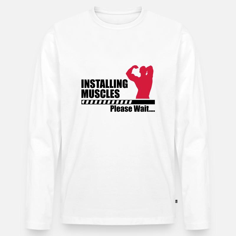 Installing Muscle - Männer Premium Bio Langarmshirt - Weiß