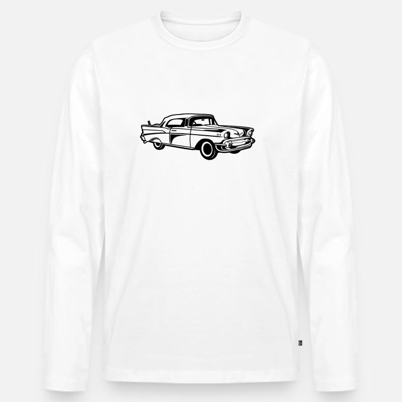 Chevy Bel Air / Oldtimer 01_schwarz - Männer Premium Bio Langarmshirt - Weiß