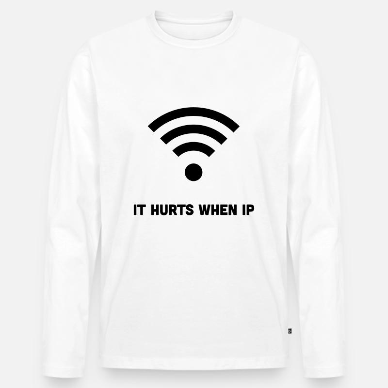 WIFI IT HURTS WHEN IP - Männer Premium Bio Langarmshirt - Weiß