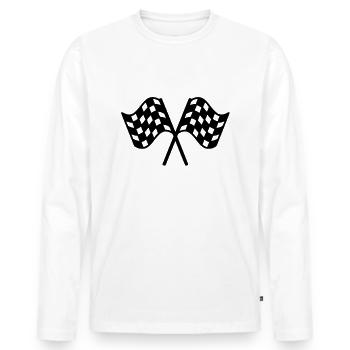 flags races, drapeaux de course - T-shirt manches longues Premium bio Homme - blanc - Devant - Nico (187cm)