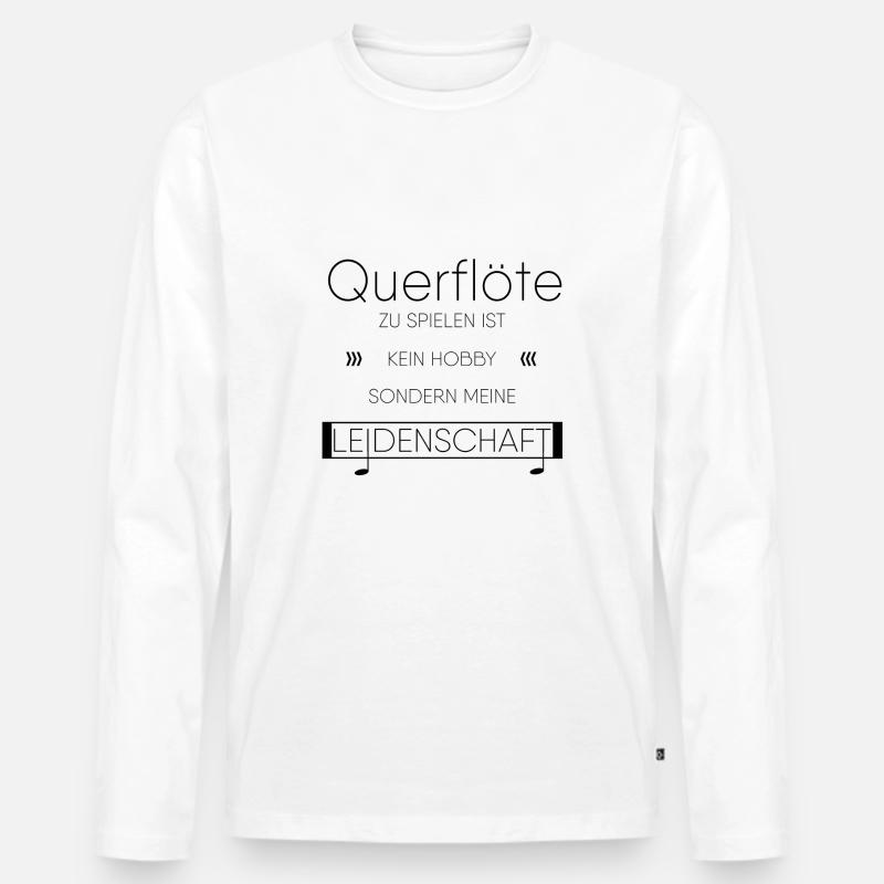 Querflöte Instrument Geschenk - Männer Premium Bio Langarmshirt - Weiß
