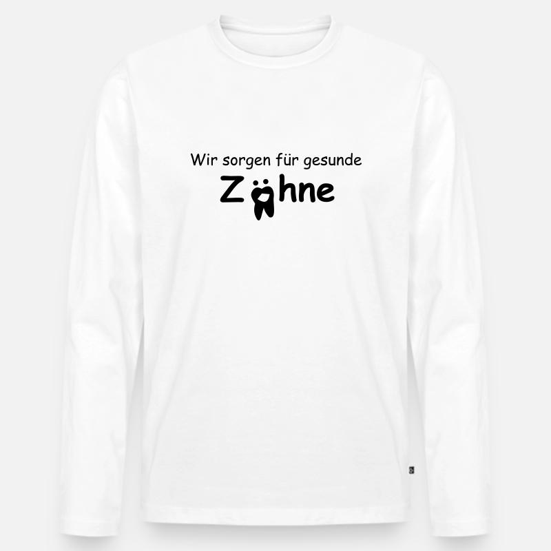 Gesunde Zähne - Männer Premium Bio Langarmshirt - Weiß