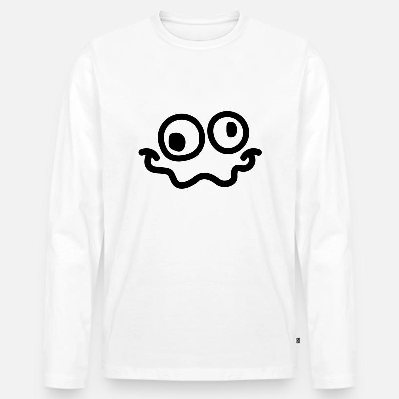 crazy smiley - Männer Premium Bio Langarmshirt - Weiß