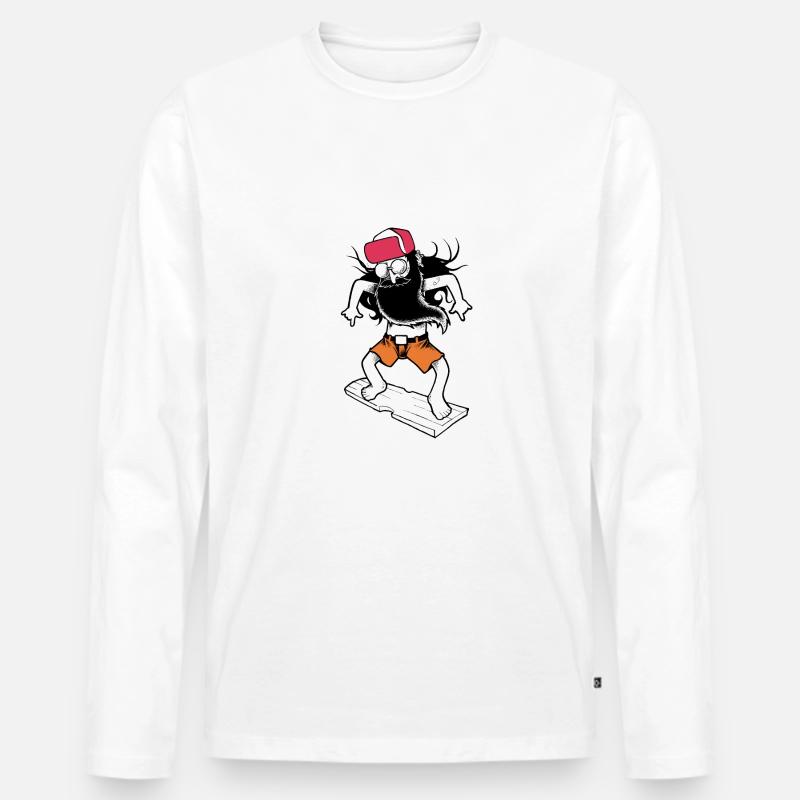 Hippie Surfer (dunkler Hintergrund) - Männer Premium Bio Langarmshirt - Weiß