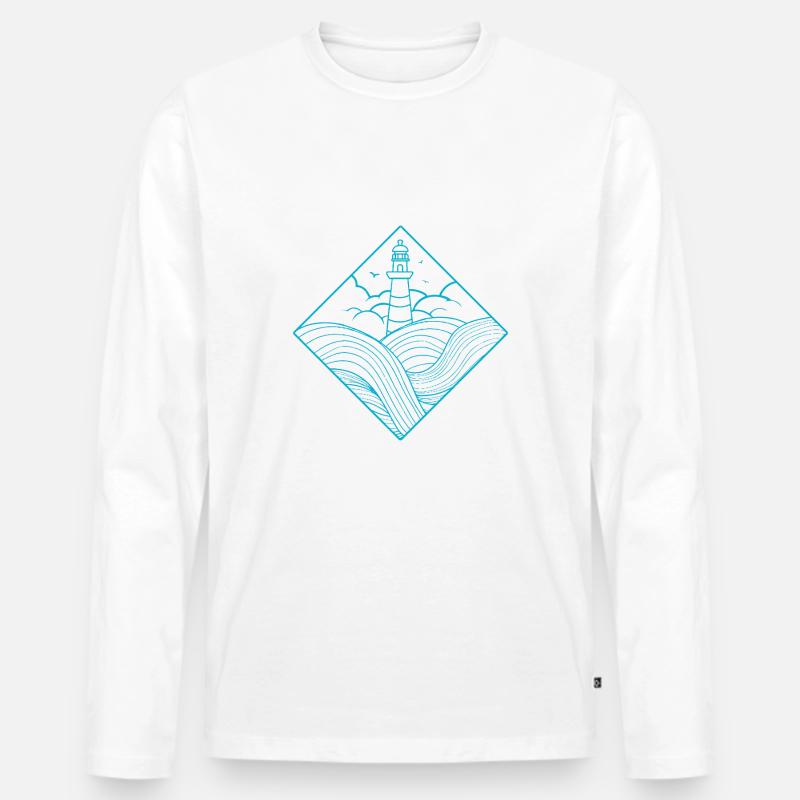 Leuchtturm - Männer Premium Bio Langarmshirt - Weiß