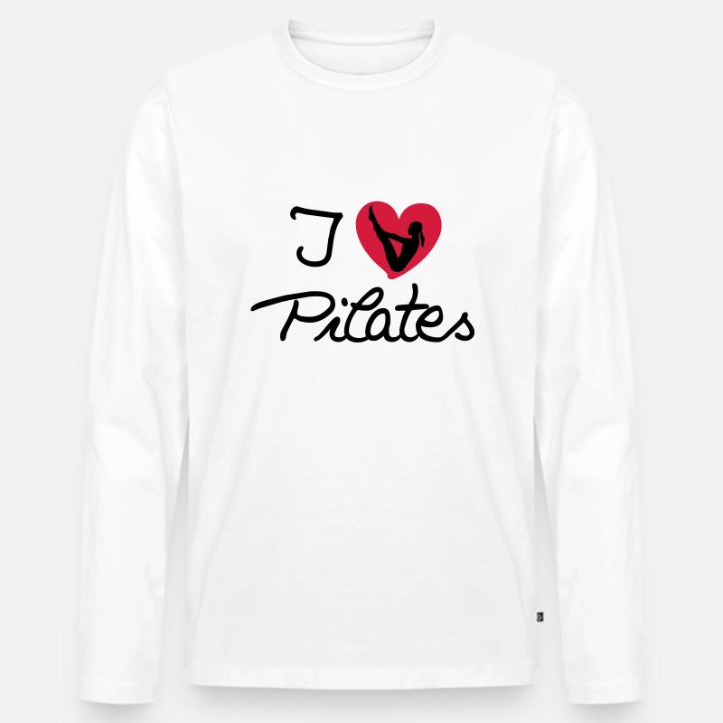 I love Pilates (3) - Männer Premium Bio Langarmshirt - Weiß