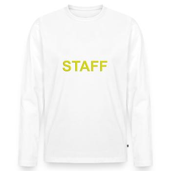 STAFF gelb - Männer Premium Bio Langarmshirt - Weiß - Vorne - Nico (187cm)
