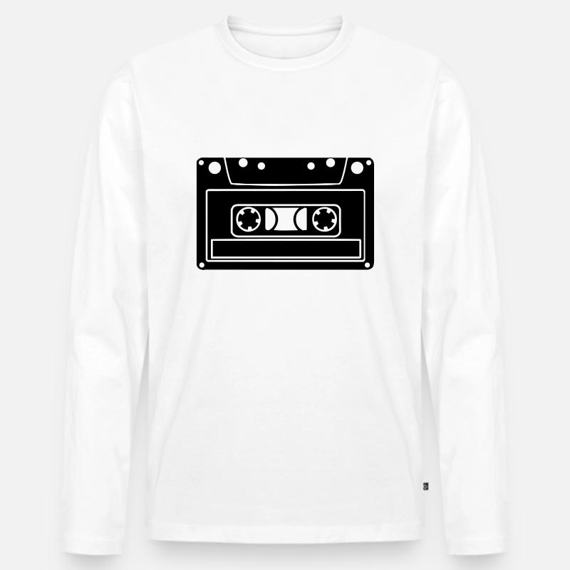 Kassette - Männer Premium Bio Langarmshirt - Weiß