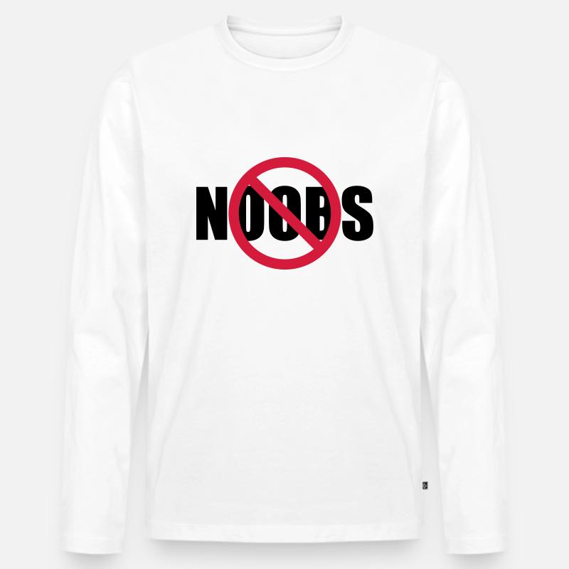 Keine Noobs Verboten Schild - Männer Premium Bio Langarmshirt - Weiß