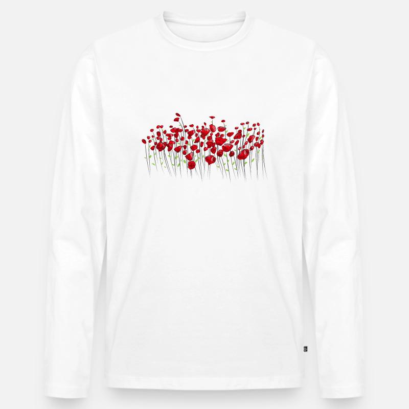 Mohnblume Mohn Klatschmohn Blumenwiese - Männer Premium Bio Langarmshirt - Weiß