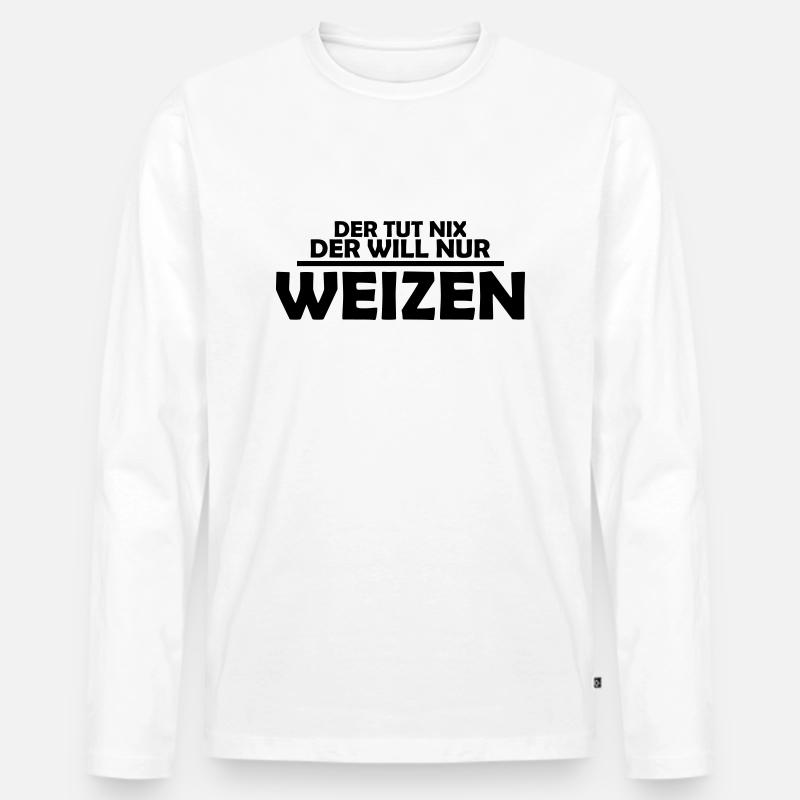 weizen - Männer Premium Bio Langarmshirt - Weiß