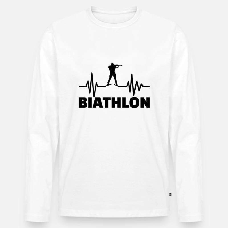 Biathlon - Männer Premium Bio Langarmshirt - Weiß