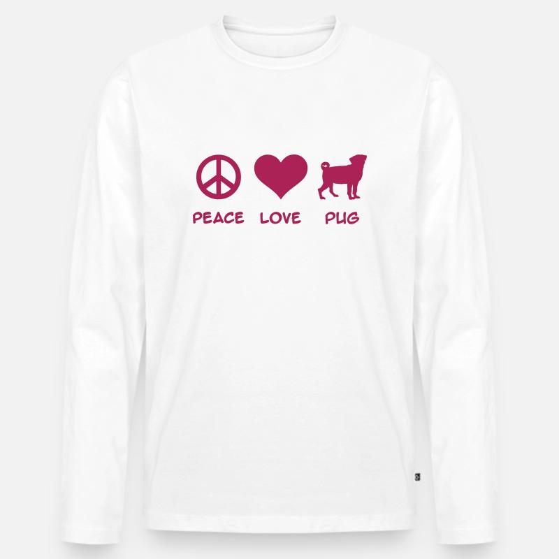 Mops - Männer Premium Bio Langarmshirt - Weiß