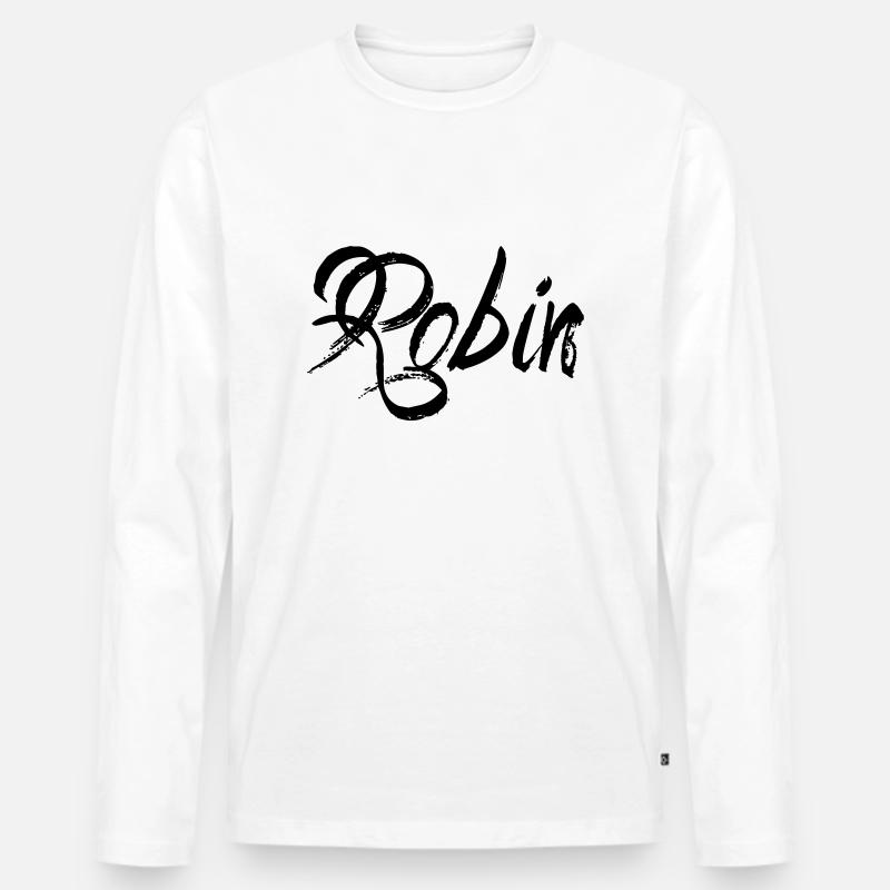 Robin - Männer Premium Bio Langarmshirt - Weiß