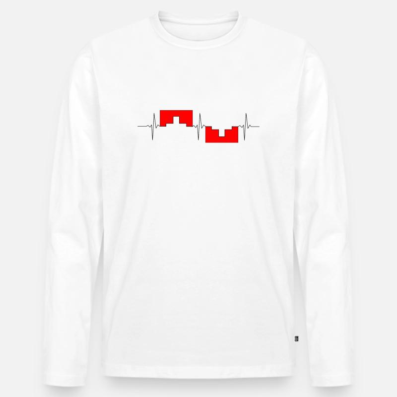 Herzfrequenz Schweiz - Männer Premium Bio Langarmshirt - Weiß