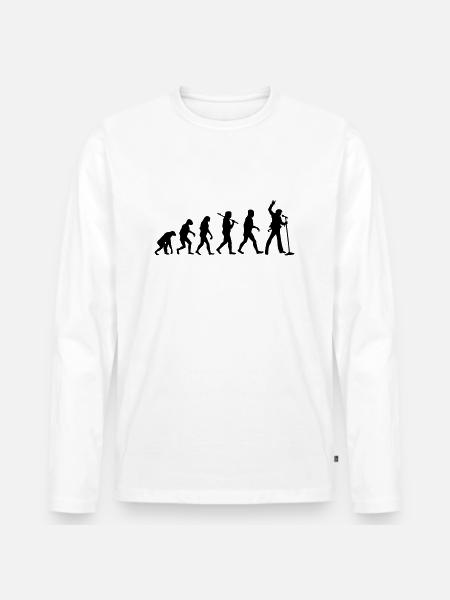 Evolution of Rocksinger - Männer Premium Bio Langarmshirt - Weiß
