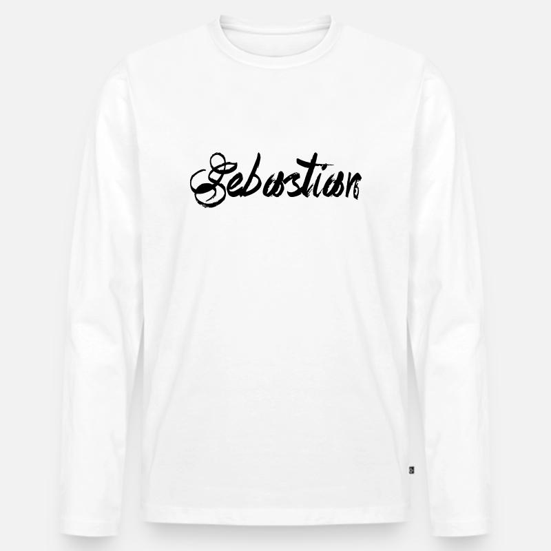 Sebastian - Männer Premium Bio Langarmshirt - Weiß