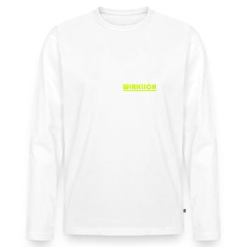 Ich laufe weil ich wirklich gerne esse - Männer Premium Bio Langarmshirt - Weiß - Vorne - Nico (187cm)