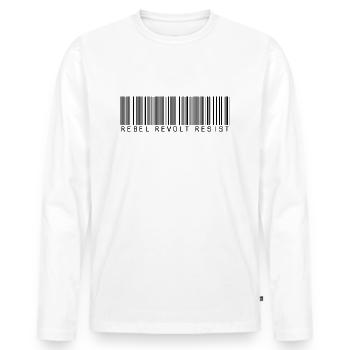 Révolte rebelle Résister - T-shirt manches longues Premium bio Homme - blanc - Devant - Nico (187cm)