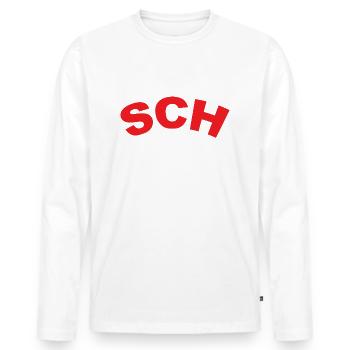 École Minimalisme - T-shirt manches longues Premium bio Homme - blanc - Devant - Nico (187cm)