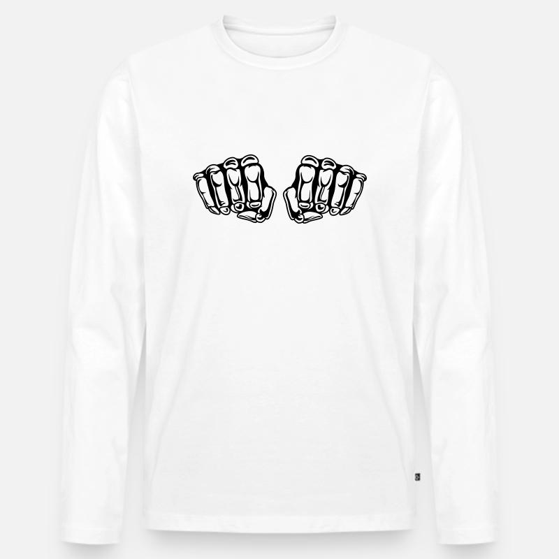 Skull Faust - Männer Premium Bio Langarmshirt - Weiß