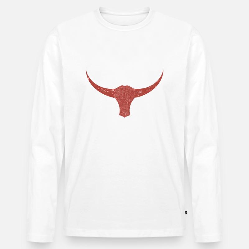 Büffel - Männer Premium Bio Langarmshirt - Weiß