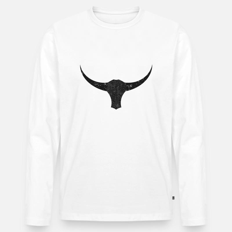 Stier - Männer Premium Bio Langarmshirt - Weiß