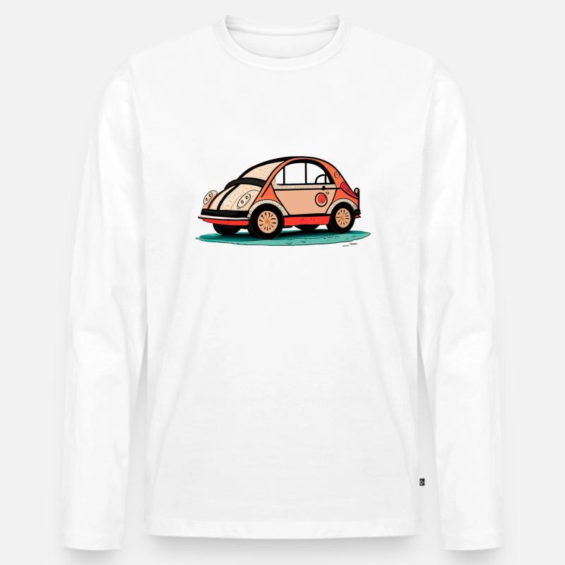 Rosa Auto - Männer Premium Bio Langarmshirt - Weiß
