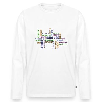 Barfuss Wortwolke Sprachen - Männer Premium Bio Langarmshirt - Weiß - Vorne - Nico (187cm)