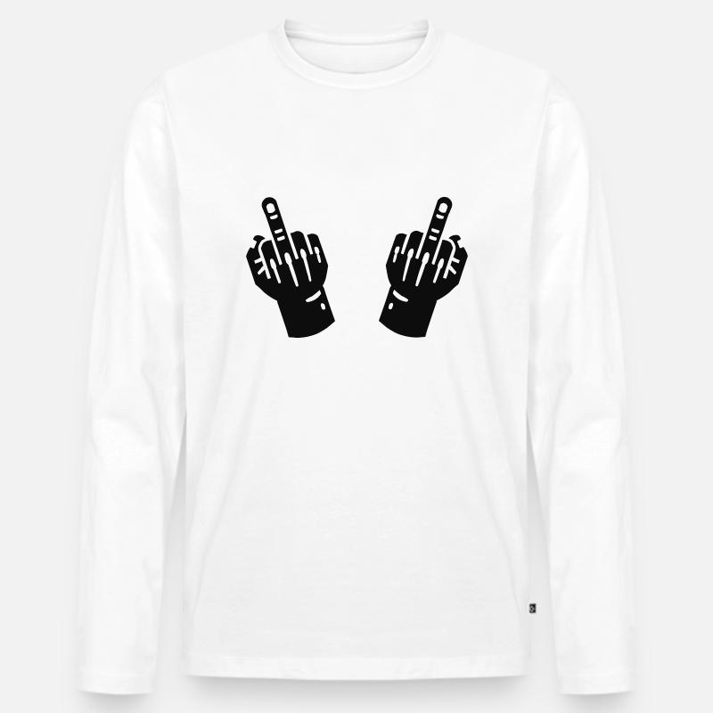 mittelfinger hand 2 - Männer Premium Bio Langarmshirt - Weiß