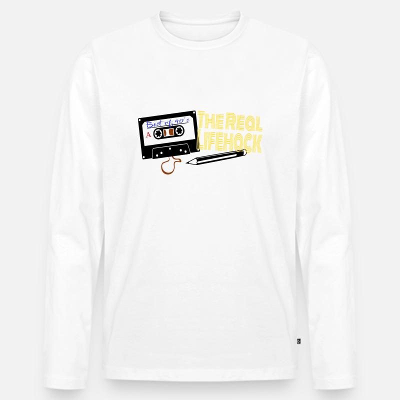 the real life hack - Männer Premium Bio Langarmshirt - Weiß