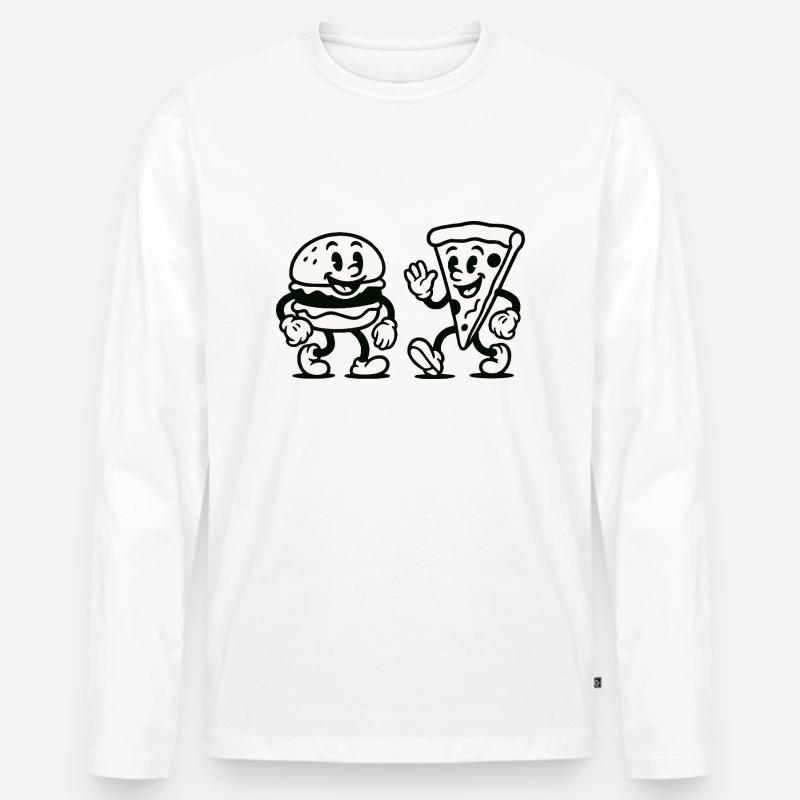 burger pizza comic - Männer Premium Bio Langarmshirt - Weiß