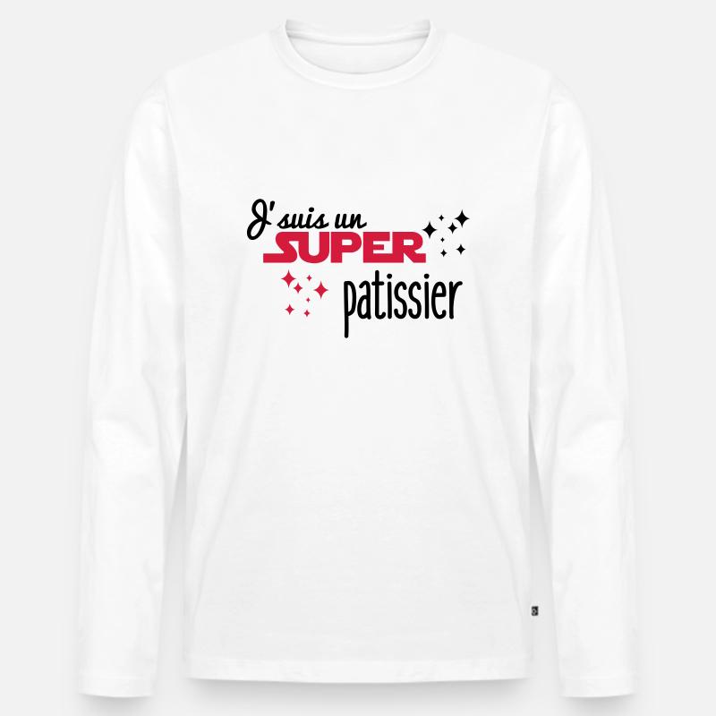 Ich bin ein großer Gebäck - Männer Premium Bio Langarmshirt - Weiß