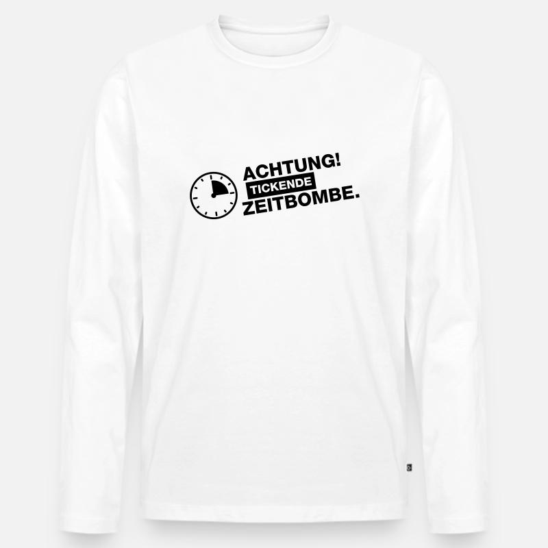 achtung_tickende_zeitbombe - Männer Premium Bio Langarmshirt - Weiß