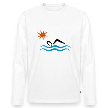 natation - T-shirt manches longues Premium bio Homme - blanc - Devant - Nico (187cm)
