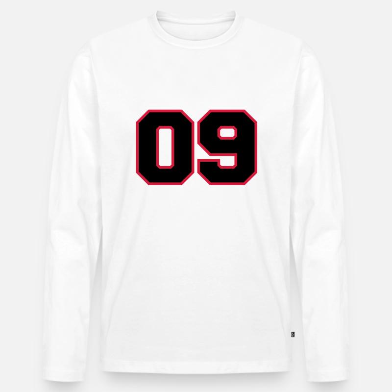 number 09 - Männer Premium Bio Langarmshirt - Weiß