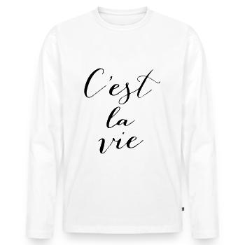 C'est la vie - Men's Premium Organic Long Sleeve Shirt - white - Front - Nico (187cm)
