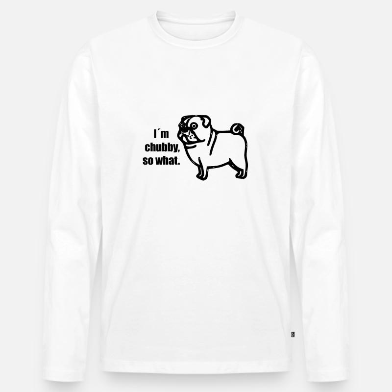 chubby pug - molliger Mops - Männer Premium Bio Langarmshirt - Weiß