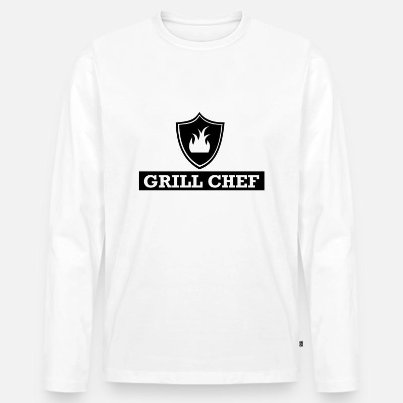 Grill,Grillen,BBQ,Koch,Chef,Fleisch,Sommer,Wurst, - Männer Premium Bio Langarmshirt - Weiß