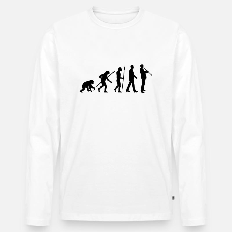 evolution_klarinette_spieler_082013_a_1c - Männer Premium Bio Langarmshirt - Weiß