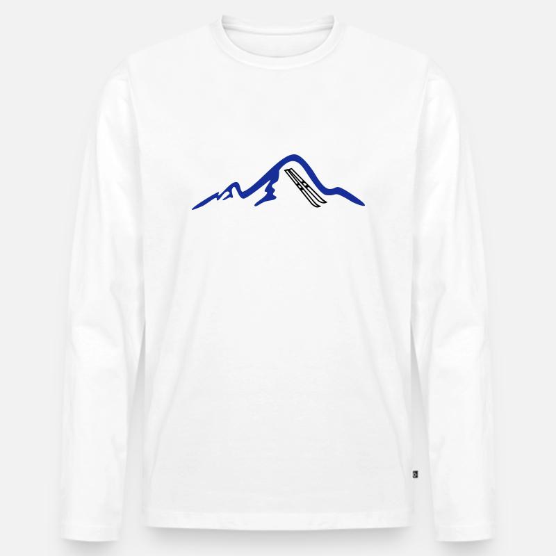 Berge und Ski - Männer Premium Bio Langarmshirt - Weiß